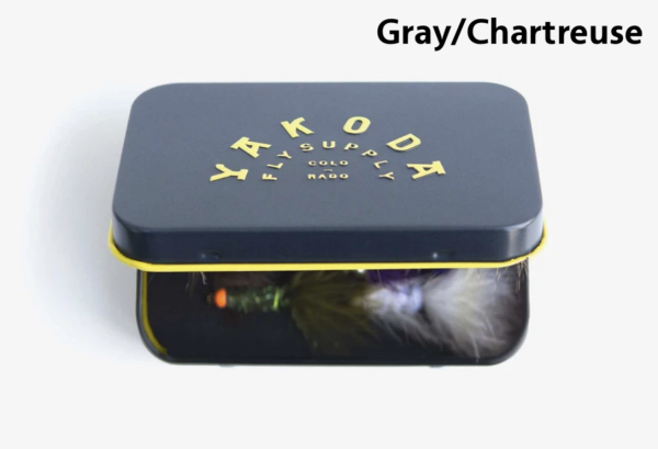 Yakoda Fly Tin Fly Box Gray Chartreuse